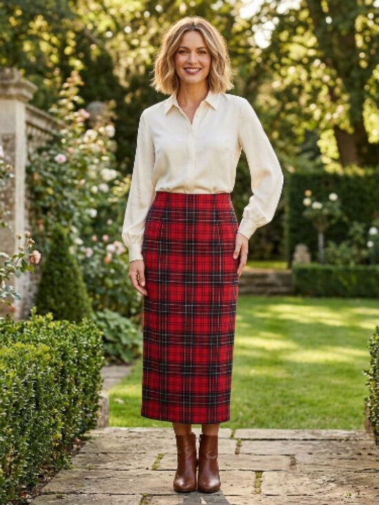 Rafaella Dresses & Skirts - Vtg Rafaella red plaid wool blanket holiday cozy skirt
